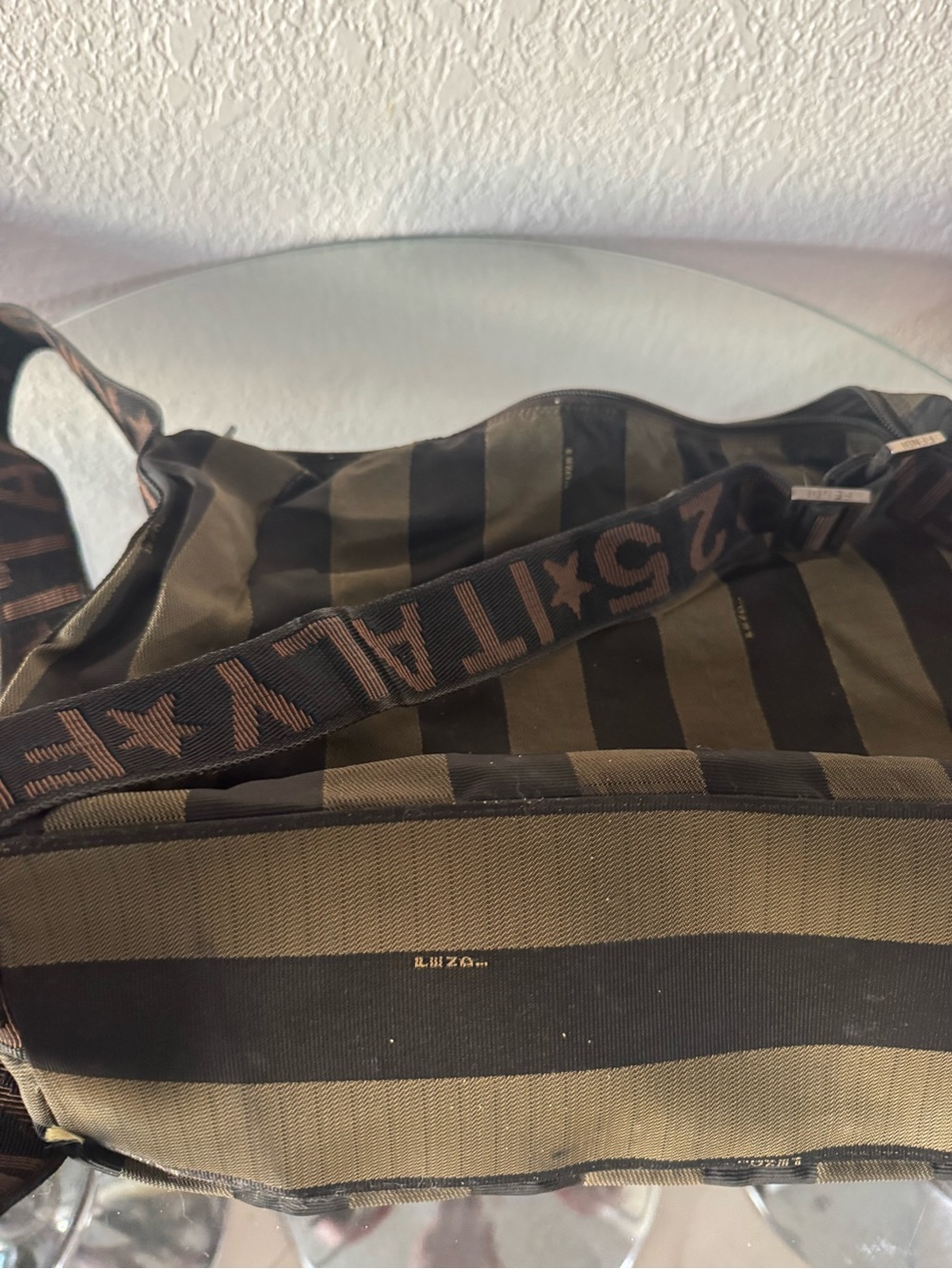 Fendi Olive and Black Striped Crossbody Bag